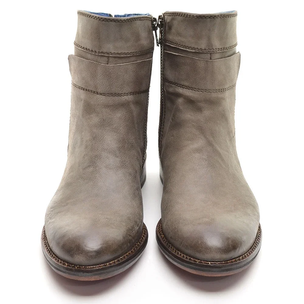Stefano Castelli Gray Leather Back Zip Boots 36 New